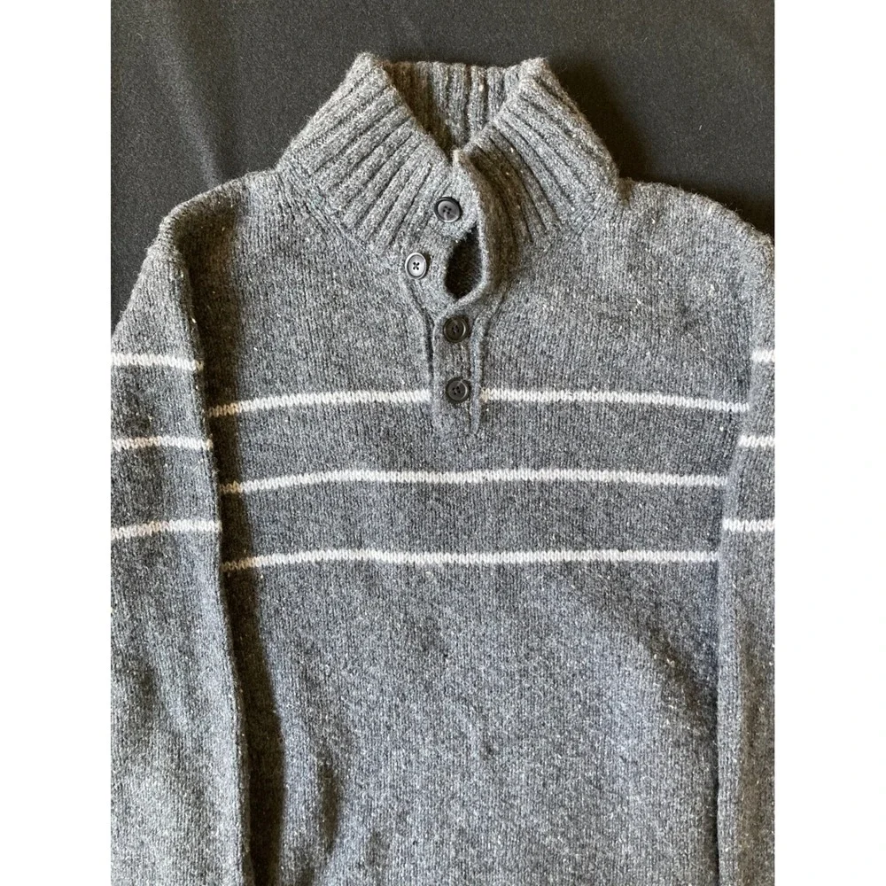 Banana Republic Mens XL Gray Wool‎ Silk Blend Striped Donegal Mock Neck Sweater